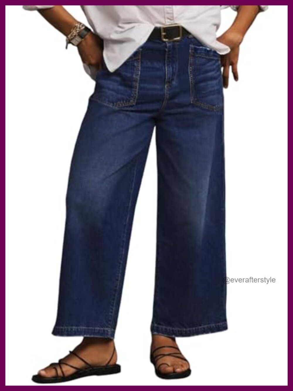 Plus Size High Waisted Wide Leg Jeans Stretchy Tummy Control Denim Pants
